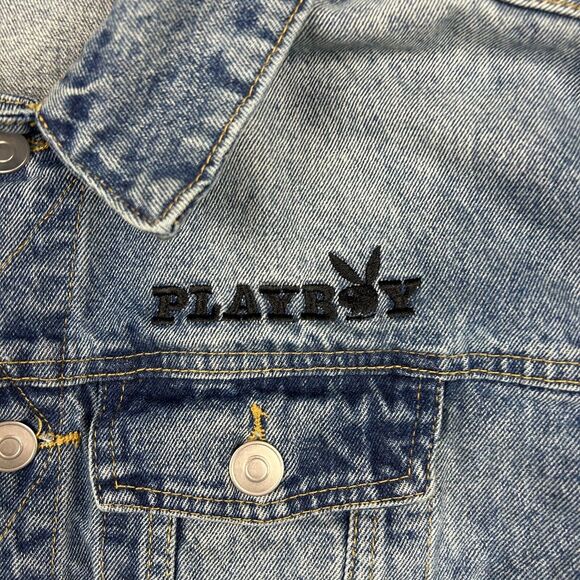 Playboy for Pacsun Jacket Mens Large Denim Posse Denim Jean Button Up Trucker - Picture 4 of 10